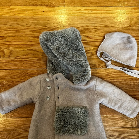 La Mascot 12m Baby Fleece Pink Coat and Hat - Picture 4 of 13